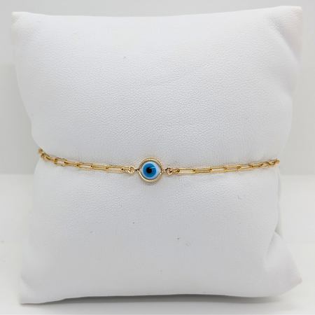 Paperclip Bracelet w/ Evil Eye