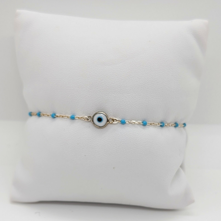 Blue Enamel Bracelet w/ Evil Eye