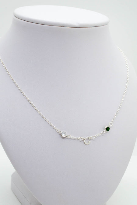 Cable Chain- Birthstone Initial Necklace