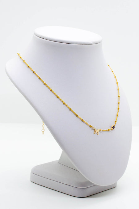 Satellite Chain- Birthstone Initial Necklace