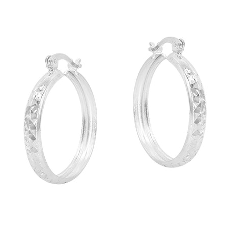 Oval Hoop Diamond Cut Earrings