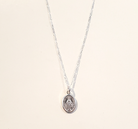 Miraculous Medal, Virgin Mary Necklace- Sterling Silver