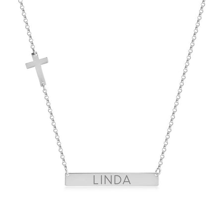 Bar Necklace with Cross Charm