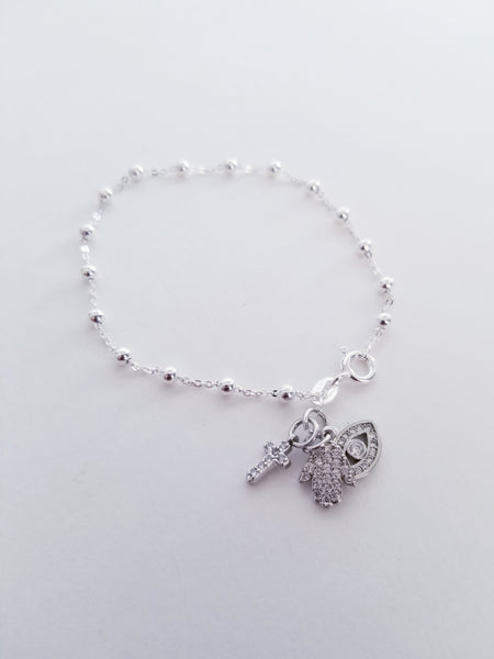 Evil Eye, Hamsa Hand, Cross Bracelet