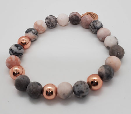 Pink Zebra Jasper Rose Gold