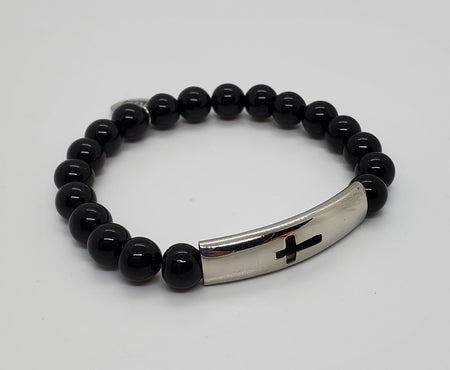 Onyx Cross Bracelet