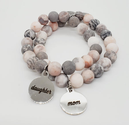 Mom and Daughter Set- Pink Zebra Jasper