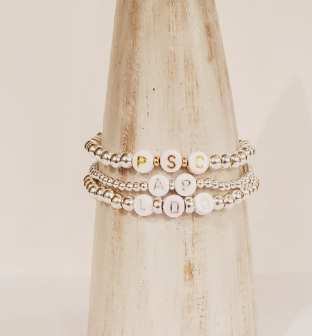 Custom Name Bead Bracelet- Sterling Silver, Gold Filled