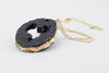 Gold Necklace Black Druzy Agate