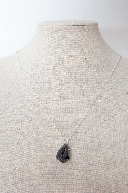 Silver Necklace Raw Agate