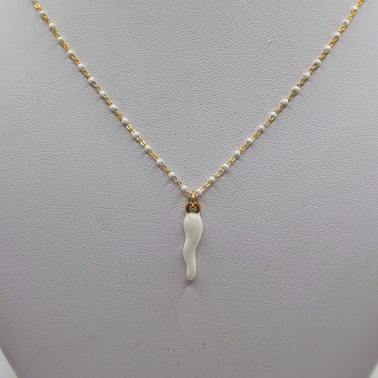 Enamel Necklace with Cornicello