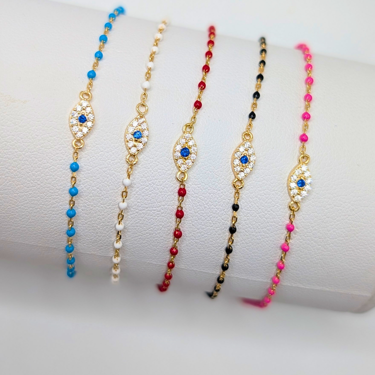 Enamel Cross Bracelets- Evil Eye