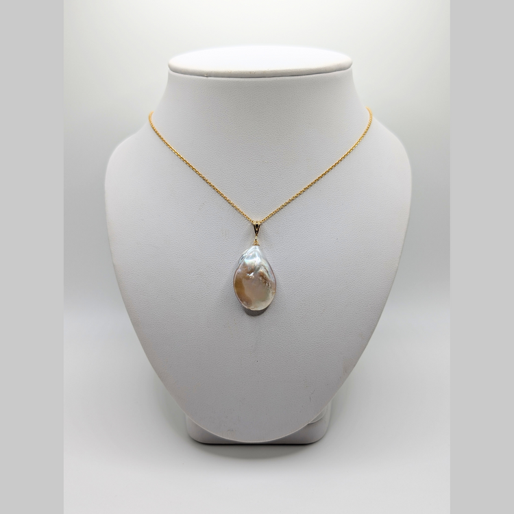 Baroque White Pearl Necklace- Gold Filled