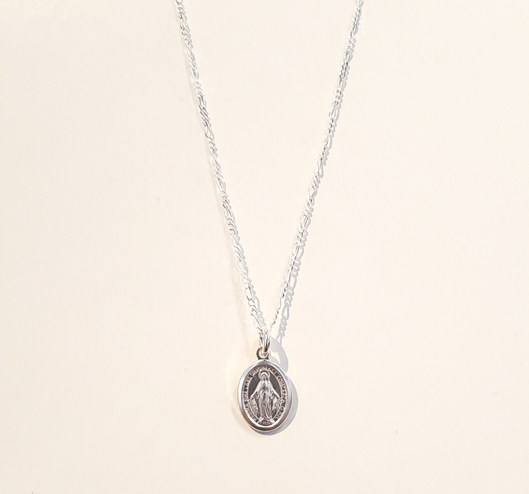 Miraculous Medal, Virgin Mary Necklace- Sterling Silver