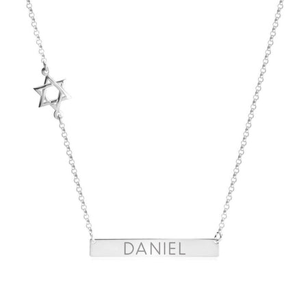 Bar Necklace with Star of David Charm