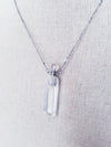 Quartz Hexagon Point Crystal Necklace (Silver)
