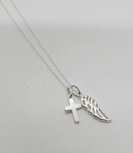Necklace with Cross and Wing