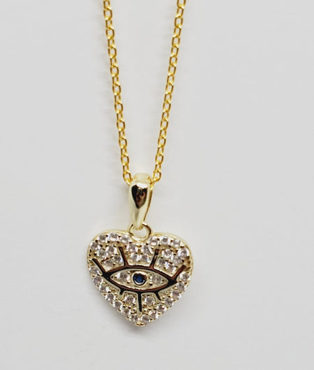 Amira Evil Eye Heart Necklace (Gold)