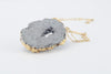 Gold Necklace Silver Druzy Agate