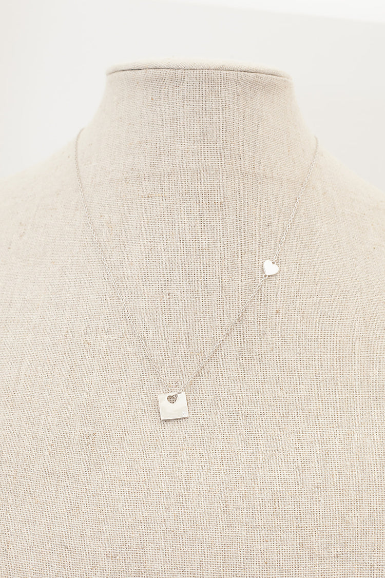 Heart and Square Necklace