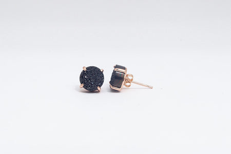 Claw Stud Black Agate- Rose Gold
