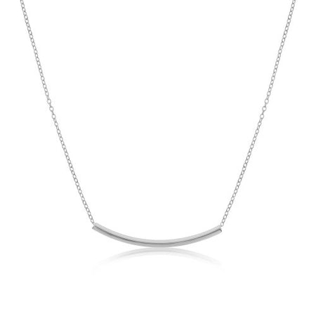Lucy Curved Bar Necklace (Silver)