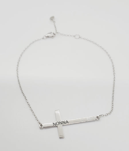 Horizontal Cross Nonna Bracelet  (Sterling Silver)